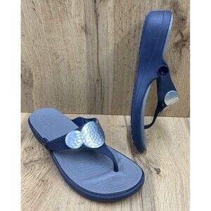 Crocs Women’s Sanrah Embellished Wedge Flip Sandals Oyster/Gold 204009 Size 10